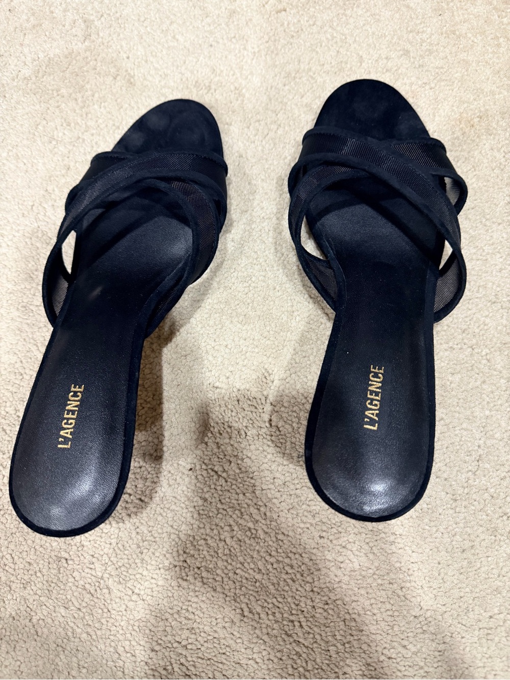 L'AGENCE Black Crisscross Mule Sandals
